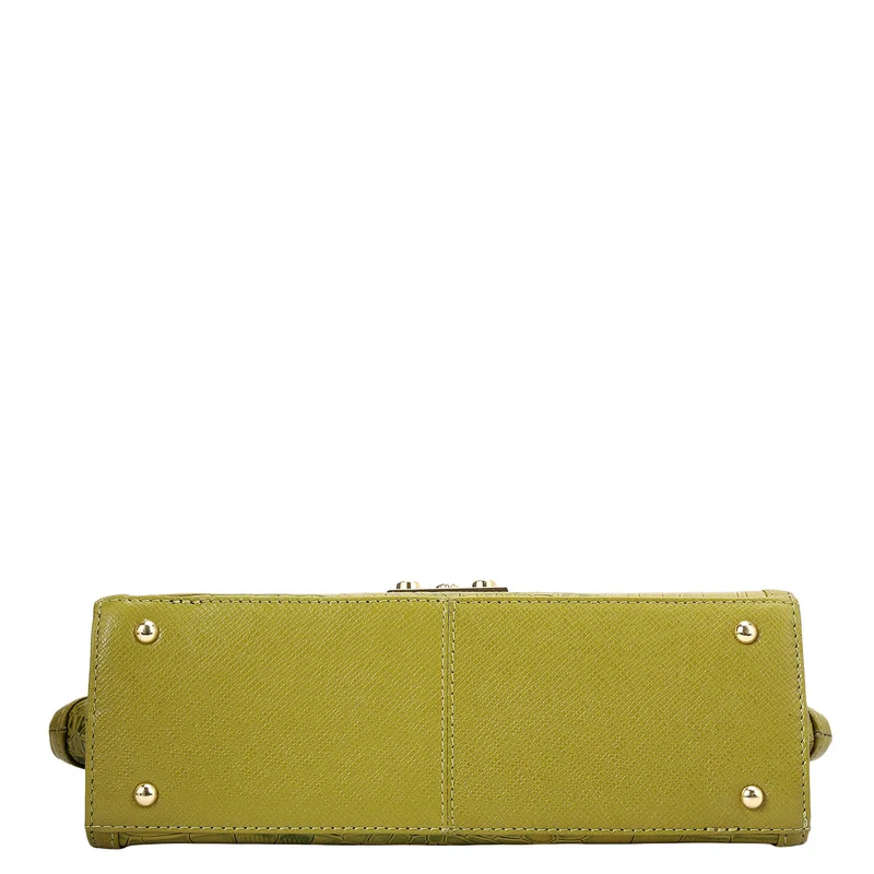 Da Milano Lime Small Croco Leather Shoulder Bag - Lime for Women | Best Price UAE